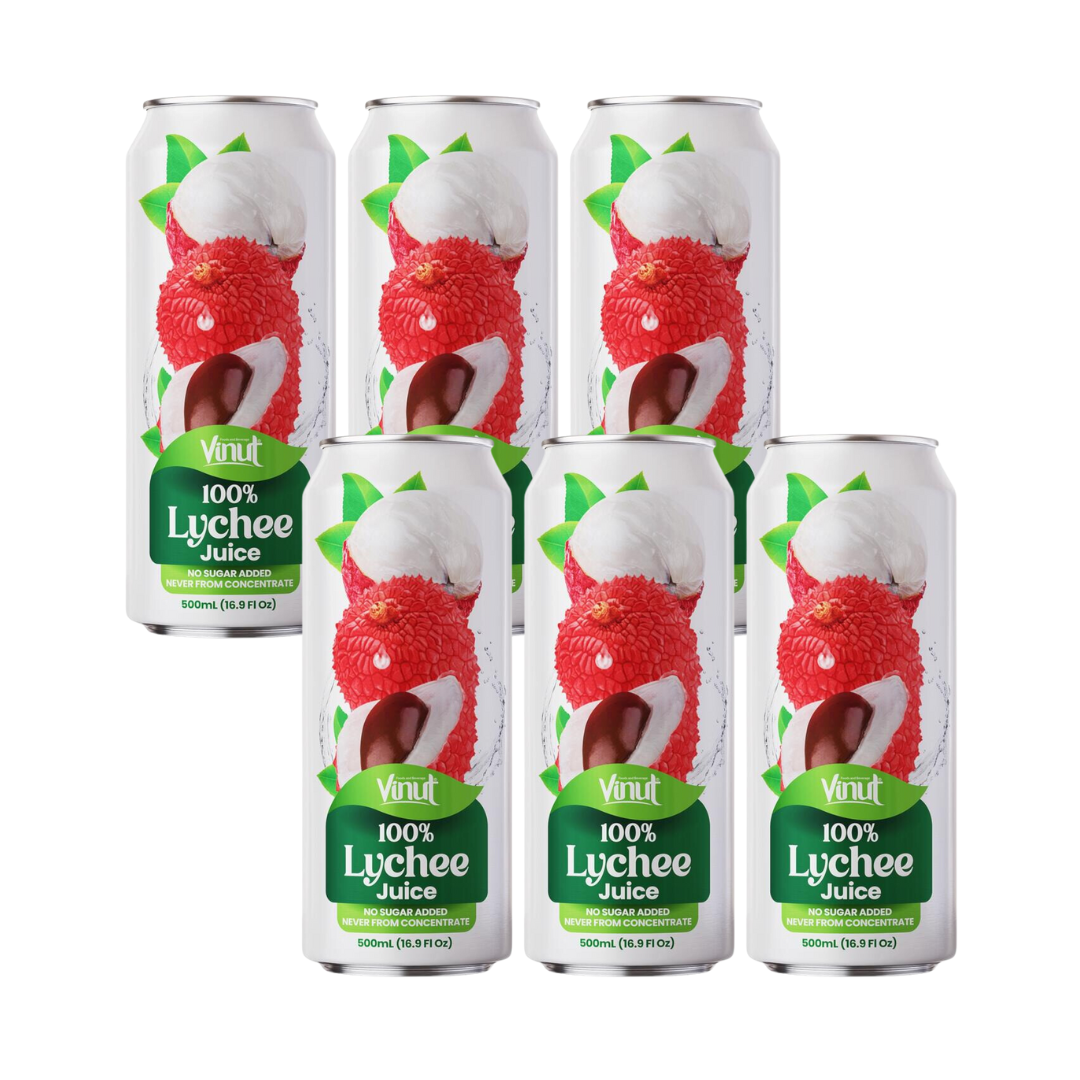 VINUT 100% Lychee Juice CAN 500ML x 6ea